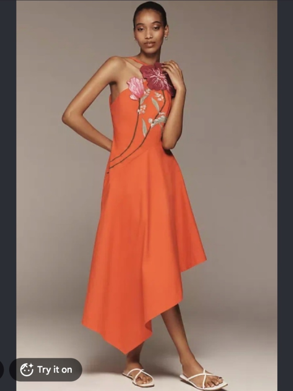 Yukiko Noritake x Anthropologie Asymmetric Floral Midi Dress